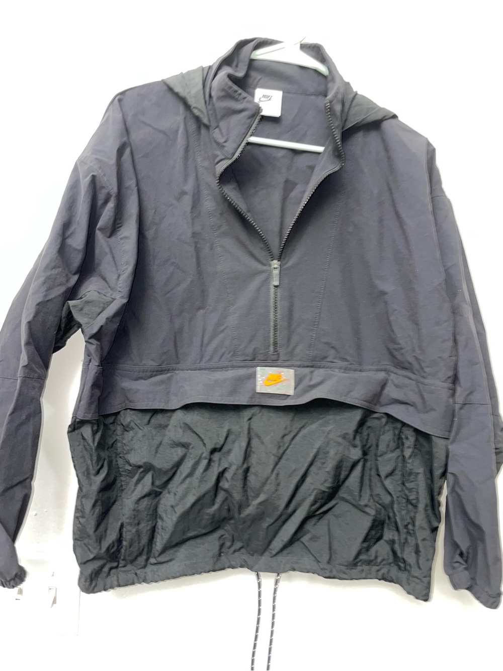 Nike Sportswear Black Half Zip Hooded Windbreaker Jacket Women’s Medium